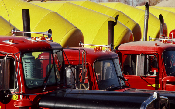 Cement trucks at the ready